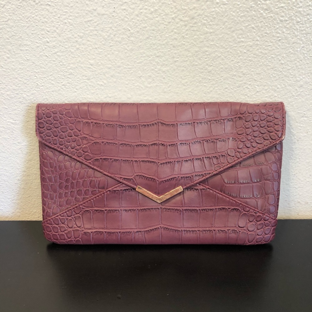 Urban Expressions Burgundy Snake Skin Clutch